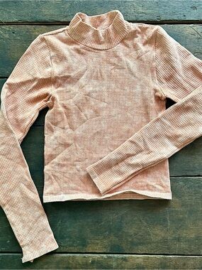Aeropostale Blush Ribbed Mock Neck Long-Sleeve Top
